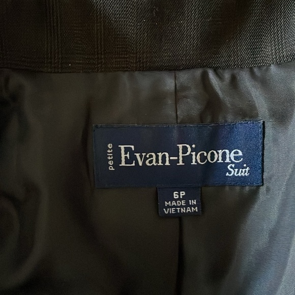 Evan-Picone Pants Suit Women Size 6P Subtle Brown Plaid Career Professional - Picture 12 of 15